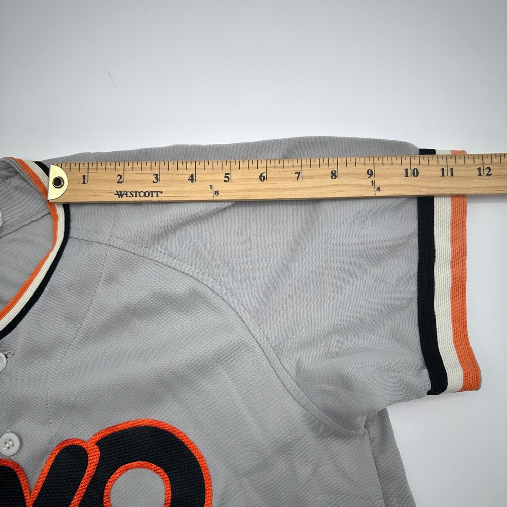 Vintage Descente Wako 9 Baseball Jersey Grey Orange Black Mens L D-300T Japan - Picture 7 of 15